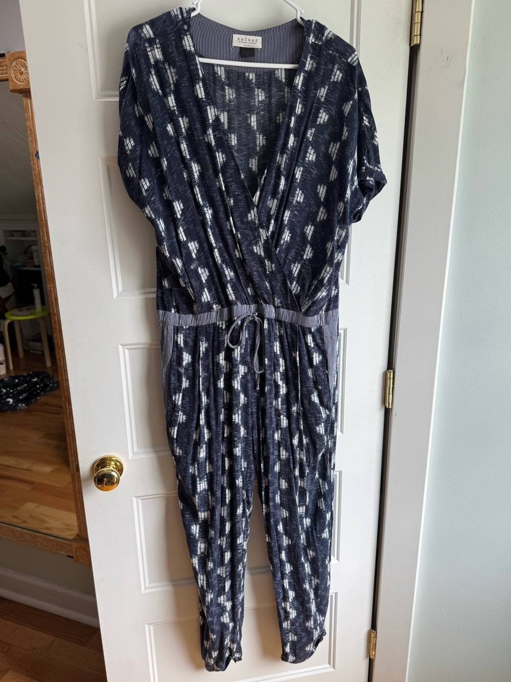 Velvet by Graham & Spencer Narvan Navy Patterned Jumpsuit